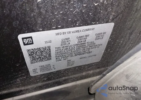 2023 Chevrolet Trailblazer Fwd Rs z USA, uszkodzony, nr VIN KL79MTSL8PB087582